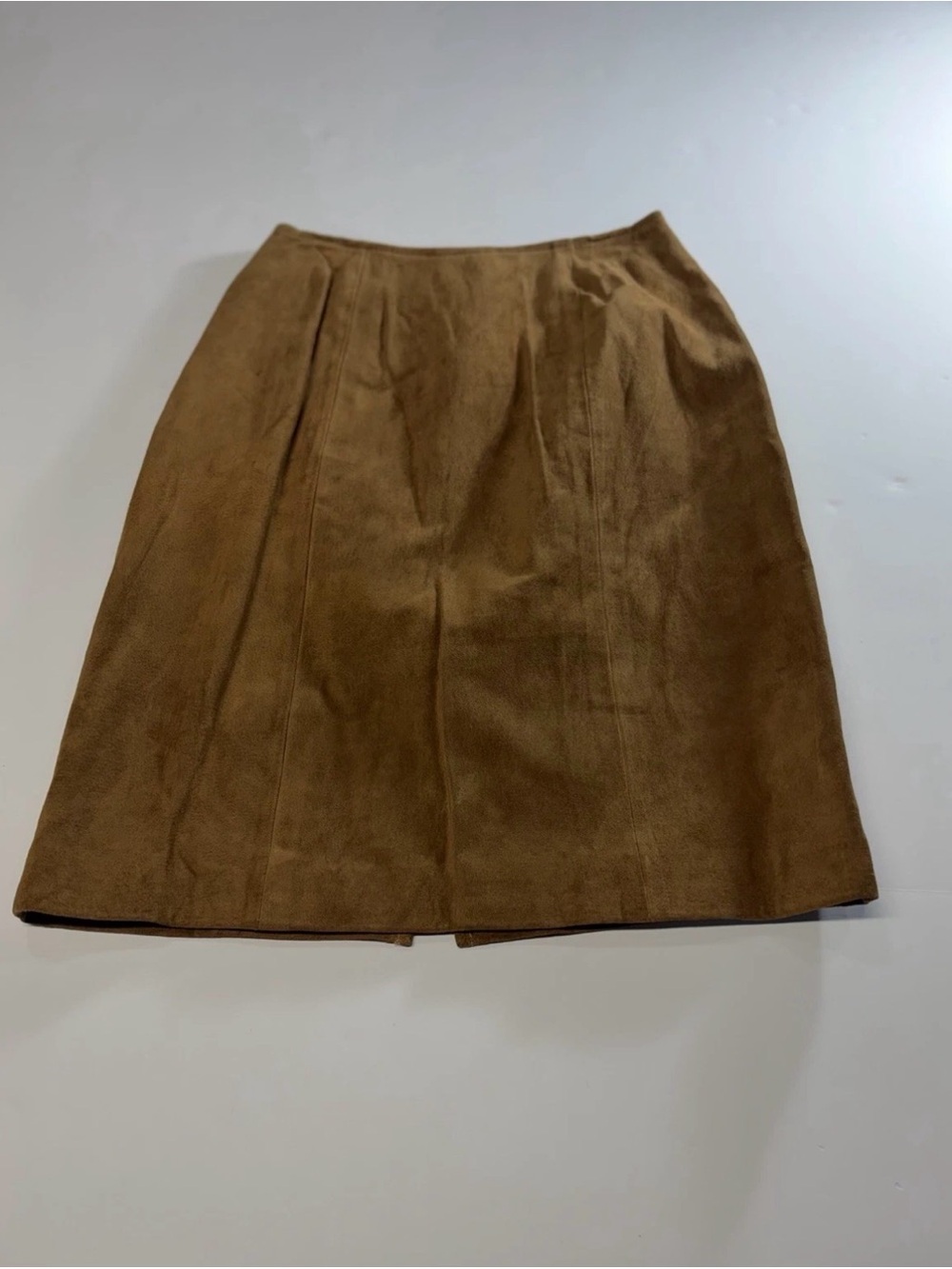 Vintage Leather By Wilsons Brown Suede Midi Skirt Size 6 Style 0141